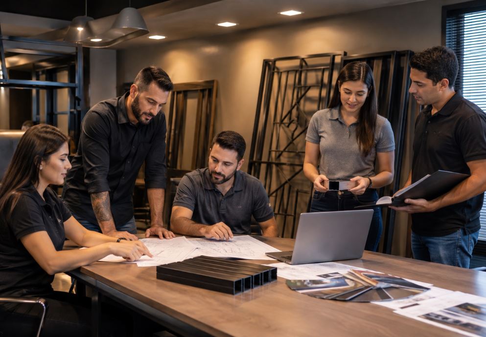 Equipe de serralheria pronta para atender