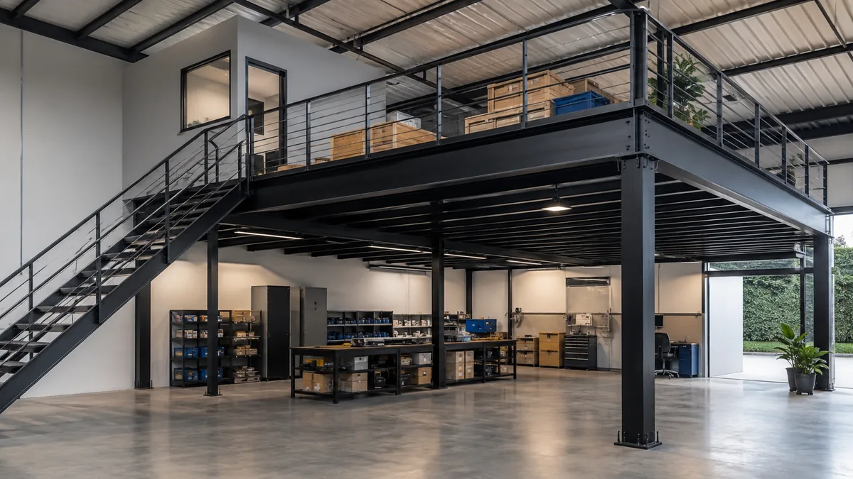 Mezanino metálico instalado para ampliar área útil de imóvel comercial em Londrina