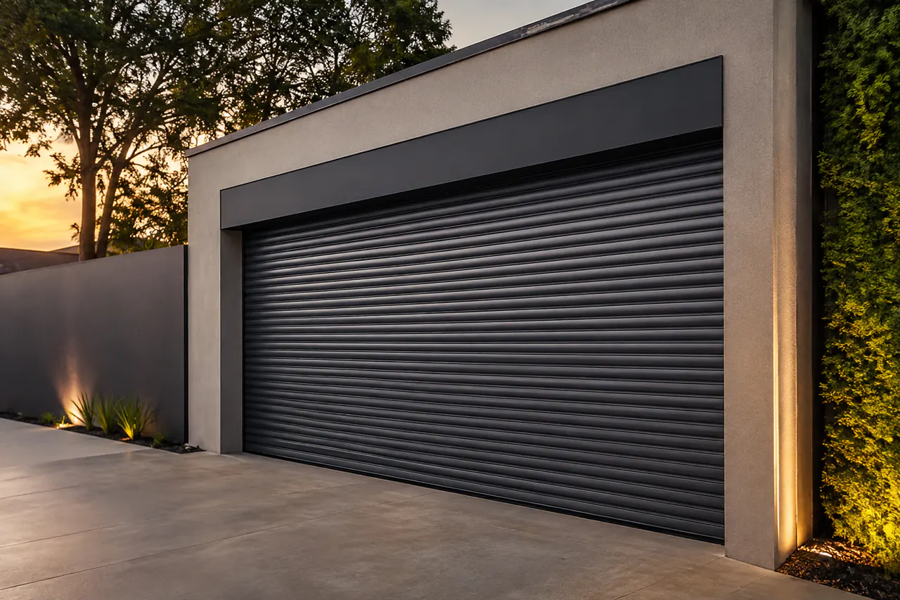 Porta de enrolar grafite para garagem comercial em Londrina